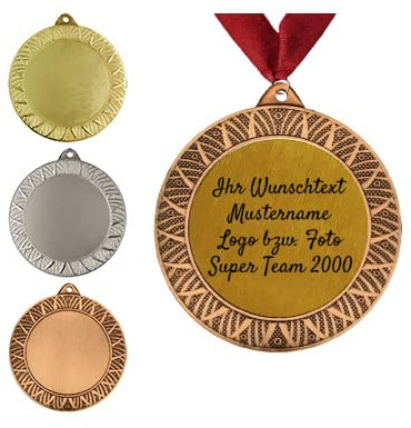 Larius Personalisierte Medaille aus Metall in Gold, Silber & Bronze Farbe, mit Wunschtext, Foto und Logo