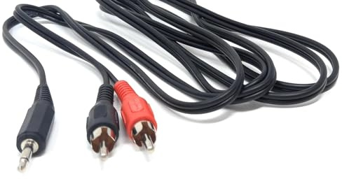 DRUT 1m 3.5mm Mono Male Jack Plug to 2 x RCA Phono Red/Black Plugs Audio | Durable, reliable connectors. No drivers needed, plug & play. Great for Hi-Fi systems, laptops, phones, mixers, and...