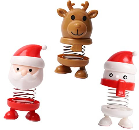 ibasenice 3stücke Wackelkopffiguren für Autoschmuck und Wohndekoration Weihnachtsmann Elch und Schneemann aus Hochwertigem Kunststoff Zufällige Ausführung Zufälliger Stil