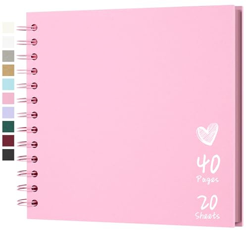 Fotoalbum Scrapbook,18x18 cm,40 Seiten,Rosa | 20 Blatt,Hardcover Spiralbindung,Kraftpapier – Erinnerungsbuch Für Baby,Hochzeit,Geburtstag,Geschenk
