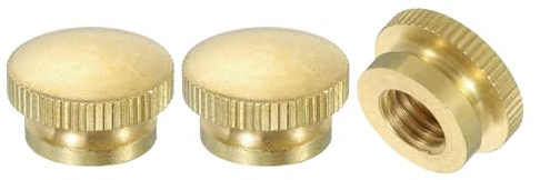 QUARKZMAN Dadi a Farfalla Scanalati, 3pz M10 x D20mm x H12mm Foro Cieco Ottone a Testa Alta con Colletto a Testa Alta Foro Cieco Elementi Fissaggio Pomelli Rotondi per Parti Stampanti 3D