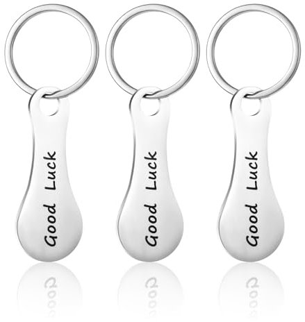 Amabro 3 Stück Einkaufswagenlöser Metall,Einkaufswagenchip Schlüsselanhänger,Einkaufschip Zum Rausziehen Abnehmbarer Glückswagen Edelstahl Einkaufswagenchips für Lebensmittel Einkaufswagen