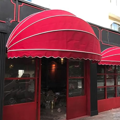 Tenda Cappottina da Sole per Esterno,Pieghevole Tettoia per Porta a Cupola,Tenda da Sole per Finestra Anti-UV,Riparo Retrattile,per Portico Patio,Completamente Assemblata (Diameter:150cm/59in,Red)