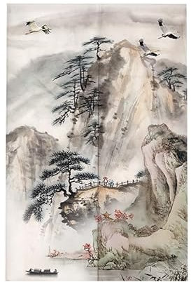 tür Vorhang 2x42.5x150cm Bergbaumvogel Room Divider,Japanese Style Door Curtain Restaurant Entrance Hanging,Half Curtain Decorative Curtains,Küche Shop Tür Halber Vorhang