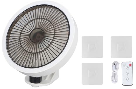 Mumusuki Oszillierender Wandventilator Wandmontage mit Fernbedienung, Nachtlicht, Geräuscharme Kühlung, 3 Geschwindigkeiten, USB Wiederaufladbar Tischventilator, für Zuhause Büro Camping Geschenke