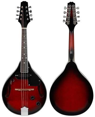 Anfänger Mandoline-Instrument Mandoline 8-saitige Gitarre A-Stil Elektrische Mandoline Saiteninstrumente Mit Tasche Saitenplektrum Zubehör(Red electric Set Sunset)