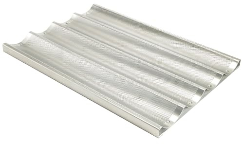 Baguette Pan, 4 Slots, 18x26x1 OA, 16 Gauge, Silicon Glaze, Aluminum