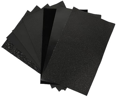 Anneome Leder Crafting Kit 7pcs Schwarz Blatt Leder Blätter Faux Stoff Für