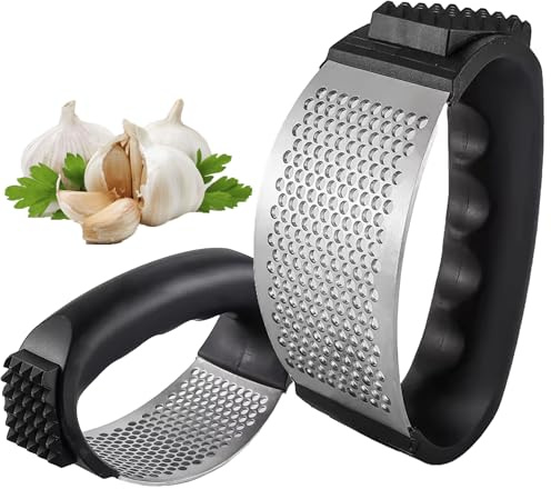 UR CHOICE Garlic Press | Heavy-Duty Stainless Steel Crusher & Mincer | Ergonomic Handle for Easy Garlic, Ginger, and Herb Crushing | Rust-Proof, Easy to Clean (Garlic Press 9011, ONE Size)