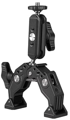 Super-Klemme mit doppeltem Kugelkopf-Magicarm, 6,35 mm Gewinde, Kamerahalterungsadapter für Rohr-Querstangen, kompatibel mit PANOX V2, Insta360, GoPro, DJI