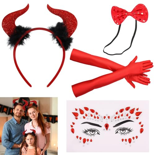 APPCXOKL Halloween Teufelshörner,Halloween Haarreif Damen - Teufel Hörner, Schwarze Teufelshörner, Krampus Kostüm, Schwarzer Heiligenschein, Leuchtende Teufelshörner, Haarreifen Männer