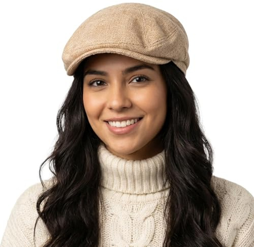 HIQIU Klassische Schiebermütze Herren aus Baumwolle Leinen - Gatsby Efeu Hut Flatcap Herren Sommer Schirmmütze Newsboy Cap Baskenmütze