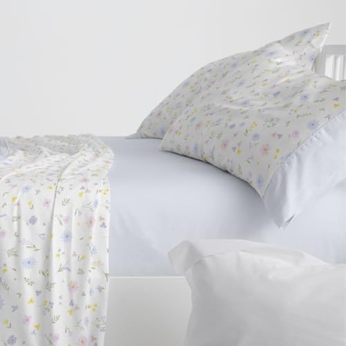 Burrito Blanco | Juego de sábanas | Cama de 105cm. (+Medidas Disponibles) | Diseño 538 | Color Cielo (105x190/200cm.)