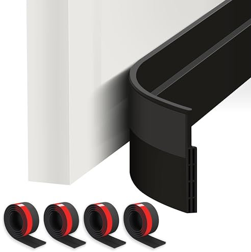 ETERCYCLE Paquete de 4 burletes para puertas, barrido debajo de la puerta para puertas exteriores e interiores, burlete de puerta ajustable, insonorizado, resistente a la intemperie, para puertas