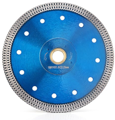 Solidure Lame de scie diamantée extra fine 150mm x 22,23mm Turbo pour le découpage et le ponçage du granit, du marbre, du béton et des carreaux