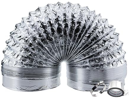Abluftschlauch aus Aluminium Flexibel Lüftungsschlauch Hält Hohen Temperaturen Stand Doppelschichtig Isoliermaterial, für Dunstabzugshaube, Trockner, Rohrventilator(2m,250mm)