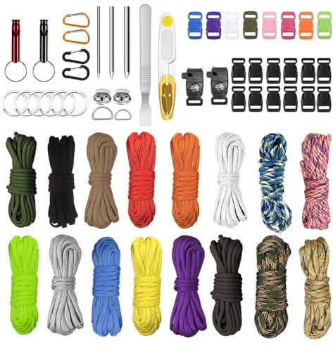Peelanmall Paracord 550 Nylonseil, Paracord Seil 4mm, Multifarben Parachute Cord Bänder Kit, Paracords Armband, DIY Armbänder Bänder Set, für Schlüsselanhänger, Hundeleinen, Leinen (16 Farben-2)