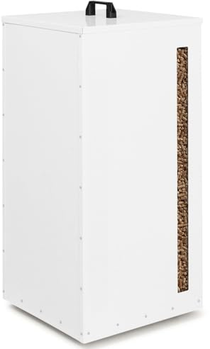IDMarket - Réservoir à granulés 45 kg blanc 36 x 36 x 76 cm | Avec rangement à pellets