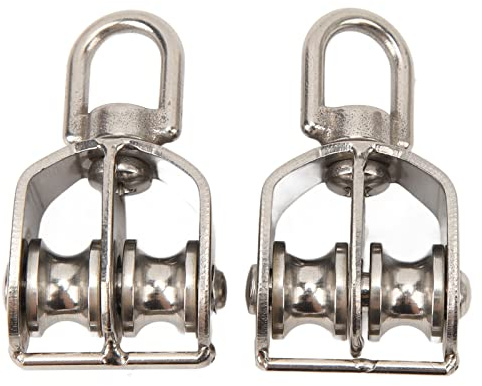 TOOLSGO 2er Set M15 Doppelrollen Edelstahl Drehbare Rollen Tragfähigkeit 35kg für Seile Kabel und Drähte mit Durchmesser unter 5mm