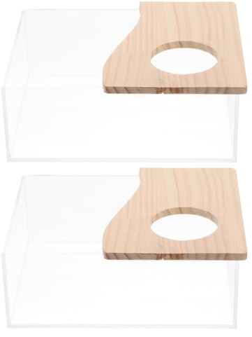 GALPADA 2pièces Bac Transparent pour Hamster et Chinchilla avec Couvercle Perforé Contenants de Bain Multifonctionnels