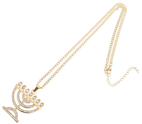HANABASS Joyería de en y Inoxidable Elegante Brazos Dorado Acero Cumpleaños Collar Colgante Menorá de 7 para para Mujer Ocasiones Obsequios