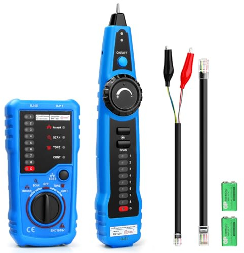 Tester per cavi di rete, kit tester per cavi di rete con batteria RJ45/RJ11, tester di rete per tracciamento cavi telefonici, per tracciare cavi, test di linea, controllo di continuità