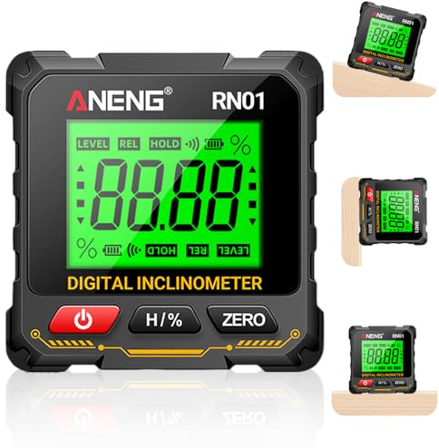 Digitaler LCD Winkelmesser mit Magnetfuß, 360° Drehungsmessung, 0,3° Genauigkeit, 4 seitiger Magnet, Digitale Wasserwaage Neigungsmesser mit Hintergrundbeleuchtung & Display für Holzbearbeitung