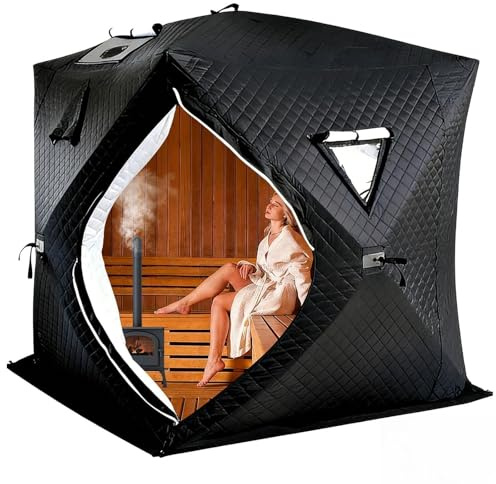 Bastu-tält för 3-5 personer, bärbart isolerat isfisketält med 210D Oxford-tyg, isolerat bastu-tält, campingtält för camping och snöfiske i kalla miljöer Black-2.1m