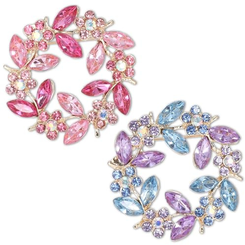 XLIUAX 2Pcs Brooches for Women, Crystal Flower Brooch Pin Vintage Rhinestone Elegant Brooches Jewelry Gift for Lady Coats Weddings and Parties Dances