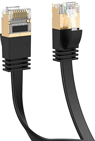 CableCreation Flat Cat8 Ethernet Cord Short, 40G High Speed Slim Network LAN Cable Cord Gigabit Internet Router Cable RJ45 Wire for Computer Laptop PS5 PS4, Switch Box PC,TV Box, 3.3ft/1m, Black