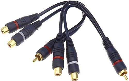 F Season 2pcs 1 RCA Male to 2 Phono Female Splitter Y Adapter Digital Audio Lead for Home Theater, HDTV 20cm