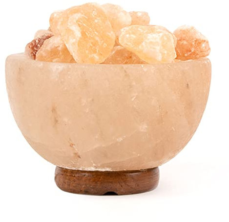 Myga Himalayan Fire Bowl Salt Lamp with Dimmer Switch, 3-5kg Approx, Made of 100% Authentic Natural Pink Handcarved Crystal Rock Salt Gives Ambient Glow