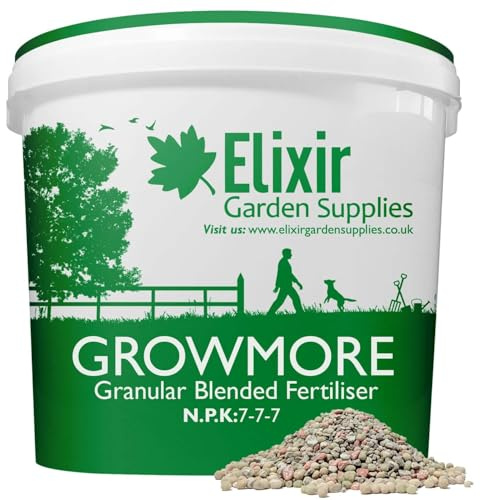 Elixir Gardens Growmore 7-7-7 Special Blend All Round General Purpose Fertiliser | 20kg Tub | Treats 400 sq.m