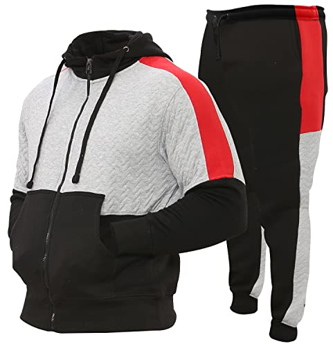Love My Fashions® Mens Tracksuit Full Set 2 Piece Sweatsuit Athletic Hooded Tracksuits Full Zip Activewear Suit Running Bottoms