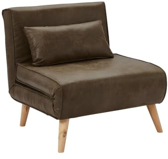 Vente-unique Sillón Convertible POSIO en Microfibra Envejecida, marrón