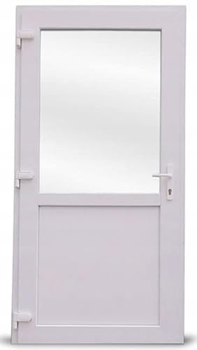 Otwarte PVC-Außentür. PVC-Tür für Geschäft, Balkon, Haus, Wirtschaft. 4 Farben: Anthrazit, Goldeiche, Walnuss, weiß (100x210 linke Tür, weiß)