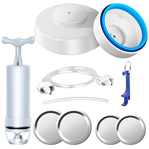 RECAT Mason Jar Vacuum Sealer Kit, Semi-Automatic, ABS Plastic, With Manual Pump, Ideal for FoodSaver & Other Vacuums, Includes Accessory Hose, Lid Opener, Wide & Regular Mouth Lids