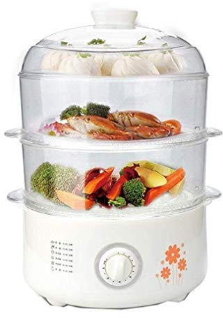 Samnuerly Vaporiera per Alimenti, cestelli impilabili per Verdure e spegnimento Automatico, Protezione per Lo spegnimento Intelligente Vaporiera elettrica sicura Anti-Secco