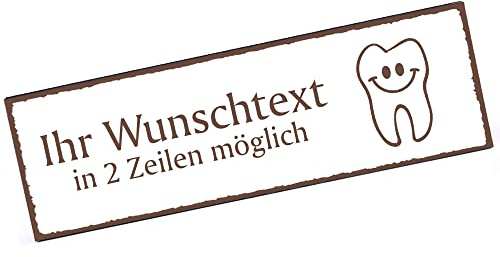 Türschild lachender Zahn Namensschild personalisiert mit Gravur- 150mm x 50mm - selbstklebend