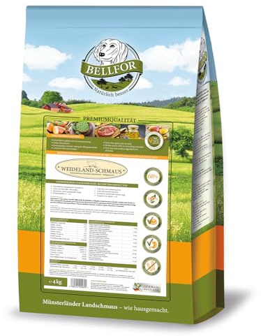 Bellfor Weideland-Schmaus Hochwertiges Getreidefreies Hundetrockenfutter mit Lamm und mit hoher Verdaulichkeit ohne tierische Nebenerzeugnisse (4 kg)