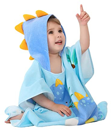 Doladola Baby Badetuch mit niedlichen Tier Ohren Design， Baby Kapuzenhandtuch 100% Bio Baumwolle Weich & Super Saugfähig, Unisex(2-4 Jahre,Neuer Dinosaurier)