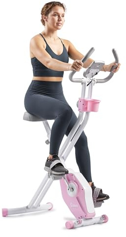 Sunny Health & Fitness Smart Folding X-Bike, Portable Compact Exercise Bike for Indoor Cycling Workout, Home Cardio Training Machine, Free SunnyFit App Bluetooth Connect