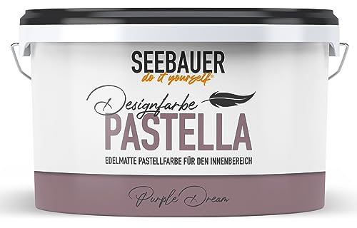 SEEBAUER diy Pastellfarbe PASTELLA Lila 2,5L (Purple Dream) Edelmatte Wandfarbe Violett - Innenfarbe sehr hohe Deckkraft - Matt, Abwaschbar und Tropffrei