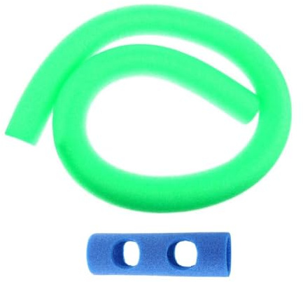 Qianly Schwimmende Poolnudeln, Schaumstoffschlauch, 6,6 X 149,9 cm, Schwimmnudel mit Anschlussstück, Wasserschwimmhilfe für Kinder Und Erwachsene, Grün 2 Löcher