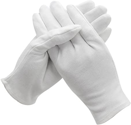 Angoily 12paar Weiße Baumwollhandschuhe Leichte Schutzhandschuhe Für Arbeit Und Industrie Für Gartenarbeit Auktionsgebrauch Und Handarbeiten