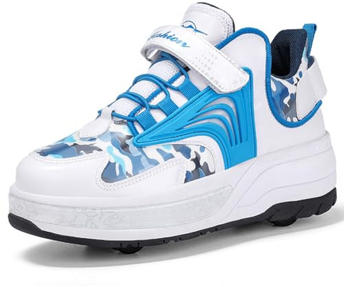 WOWEI Schuhe mit Rollen für Jungen Mädchen Skateboardschuhe für Jungen Turnschuhe 2-in-1-Multifunktionsrollschuhe Sneakers Sportschuhe Rollschuhe Kinder Outdoorschuhe (LHX-X32, 42EU)