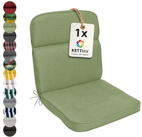 KETTtex EXKLUSIV Auflage Niederlehner grün I Gartenstuhl Polster 100x50x7cm I hochwertige und Pflegeleichte Sesselauflage I Wetter- und formbeständige Stuhlauflage I KTH3 Sitzauflage