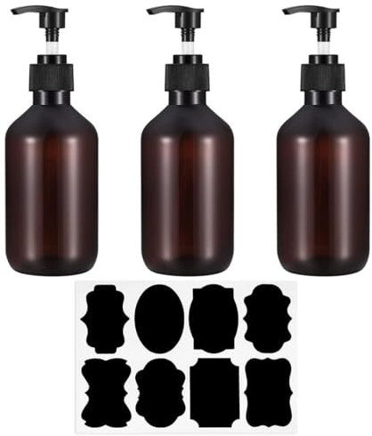 XKQYX Soap Dispenser Bottles, 3 Pcs 300ML Pump Dispenser for Liquid Dish Soap, Hand Soap, Lotion, Shampoo, Conditioner