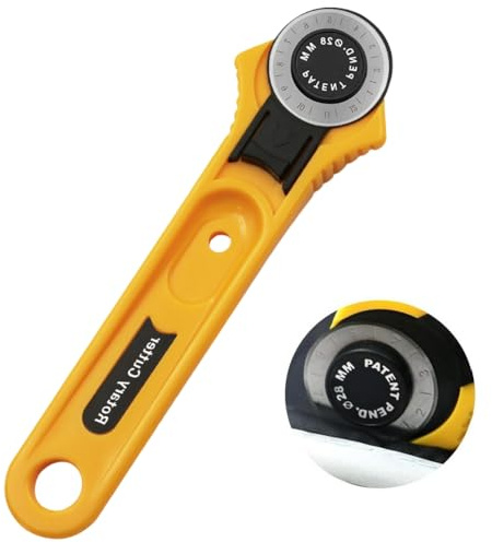 Kovcfon 28mm Fabric Cutter with Scale Leather Rotary Cutters Plastic Handle Wheel Cutter for Papers Leather Fabric Sewing Plastic