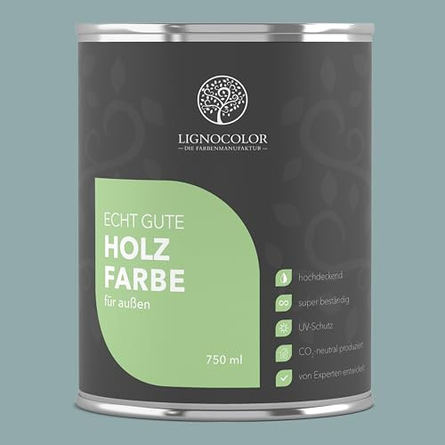 Lignocolor Holzfarbe Außen glänzend | wetterfeste Farbe für den Außenbereich (Indian Ocean glänzend, 750ml) | hochdeckend & hochbeständig